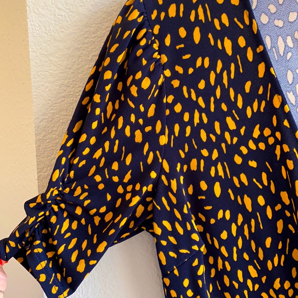 Navy Blue and Yellow Cinched Side Mini Dress